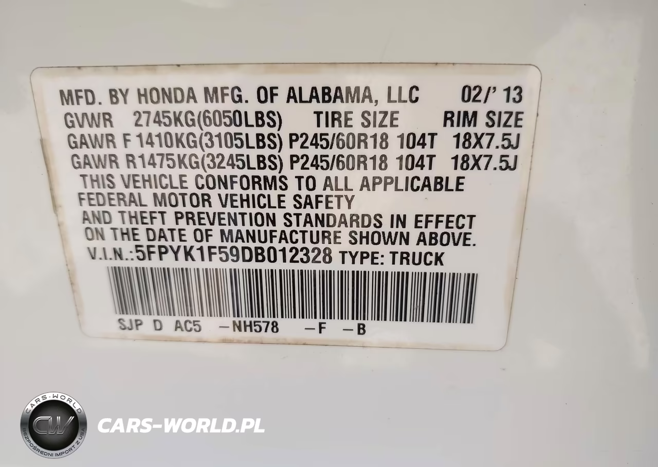 2013 Honda Ridgeline Rtl VIN:5FPYK1F59DB012328 - 9