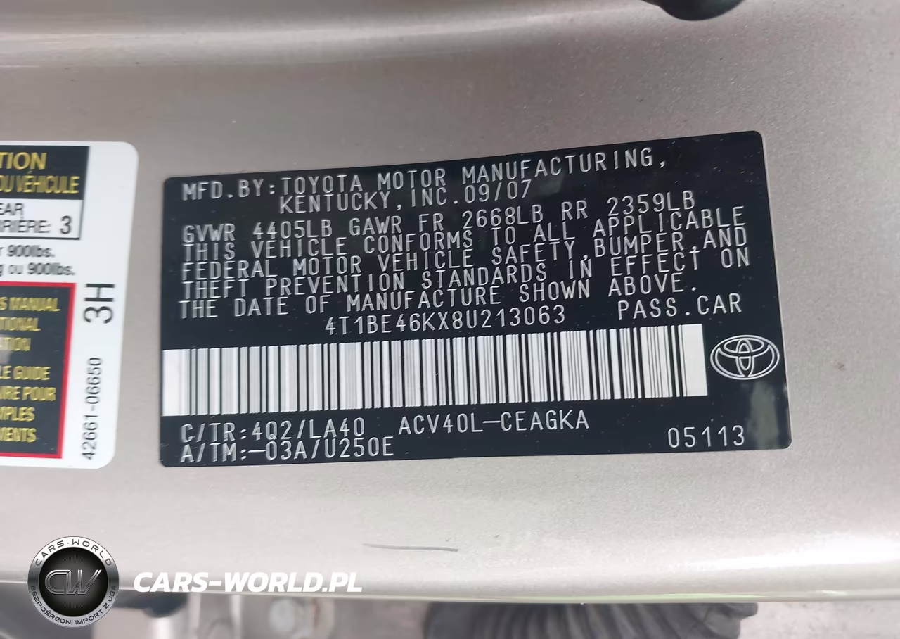 2008 Toyota Camry Xle VIN:4T1BE46KX8U213063 - 9