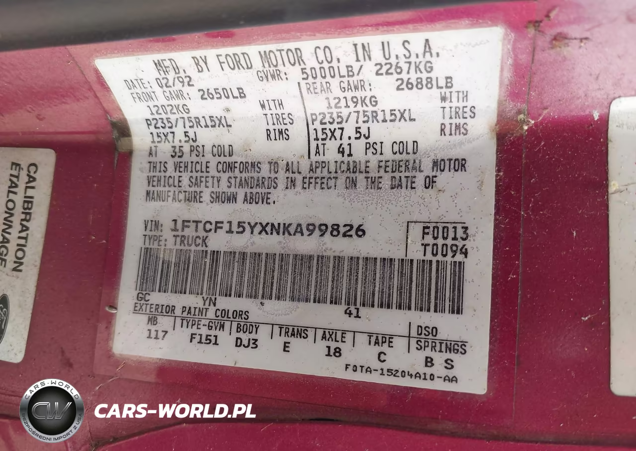 1992 Ford F150 VIN:1FTCF15YXNKA99826 - 9