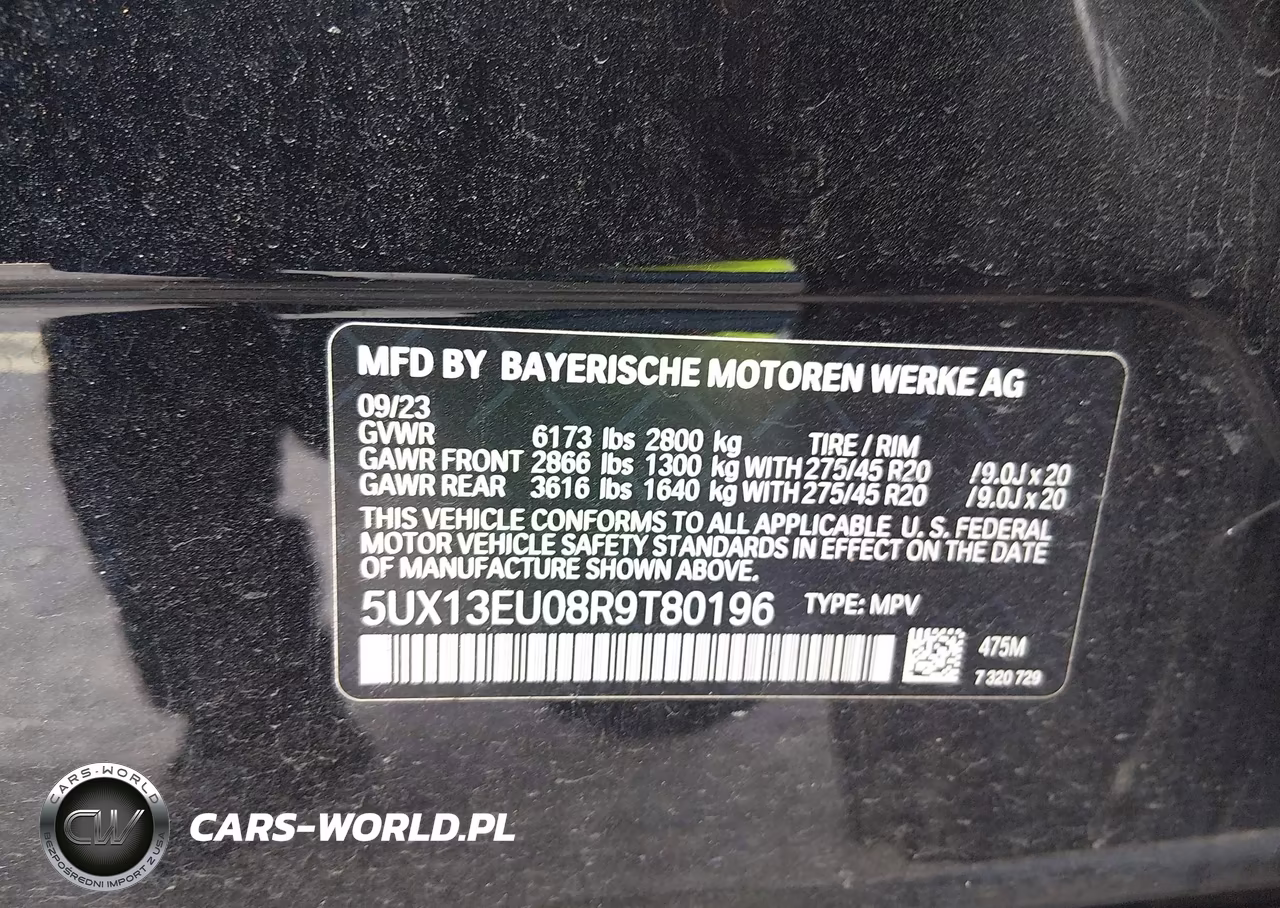 2024 BMW X5 Sdrive40I VIN:5UX13EU08R9T80196 - 9