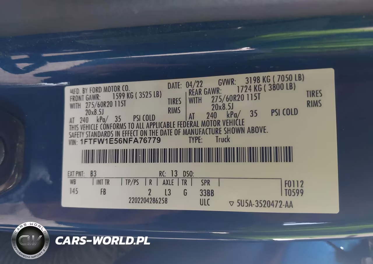 2022 Ford F-150 Xlt VIN:1FTFW1E56NFA76779 - 9