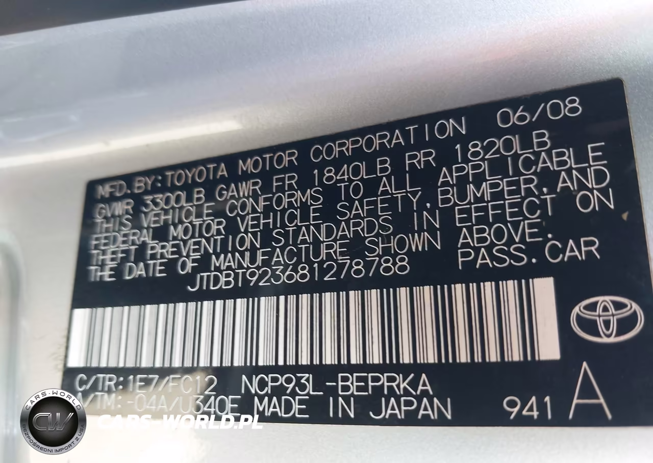 2008 Toyota Yaris VIN:JTDBT923681278788 - 9