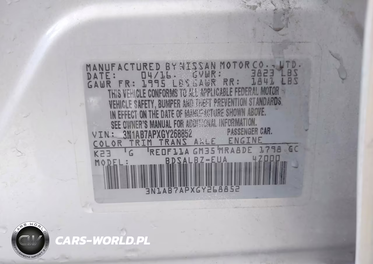 2016 Nissan Sentra S VIN:3N1AB7APXGY268852 - 9