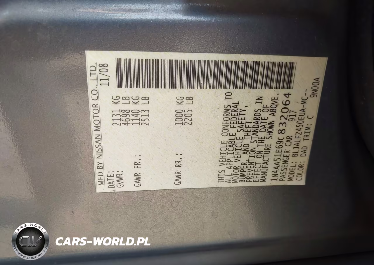 2009 Nissan Maxima 3.5 Sv VIN:1N4AA51E69C832064 - 9