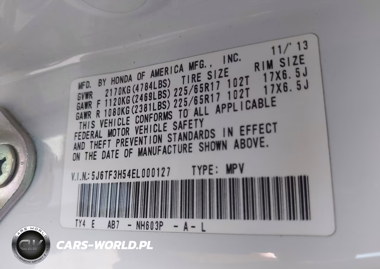 2014 Honda Crosstour Ex-L VIN:5J6TF3H54EL000127 - 9