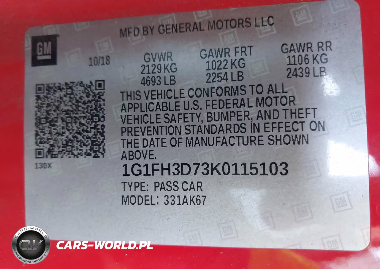 2019 Chevrolet Camaro 2Ss VIN:1G1FH3D73K0115103 - 9