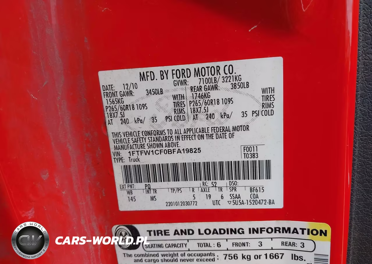 2011 Ford F-150 Xlt VIN:1FTFW1CF0BFA19825 - 9