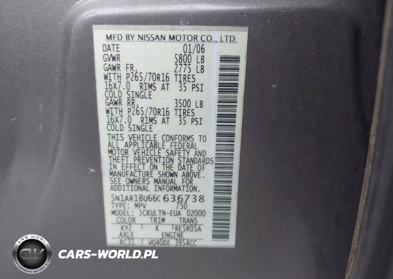 2006 Nissan Pathfinder Se VIN:5N1AR18U66C636738 - 9