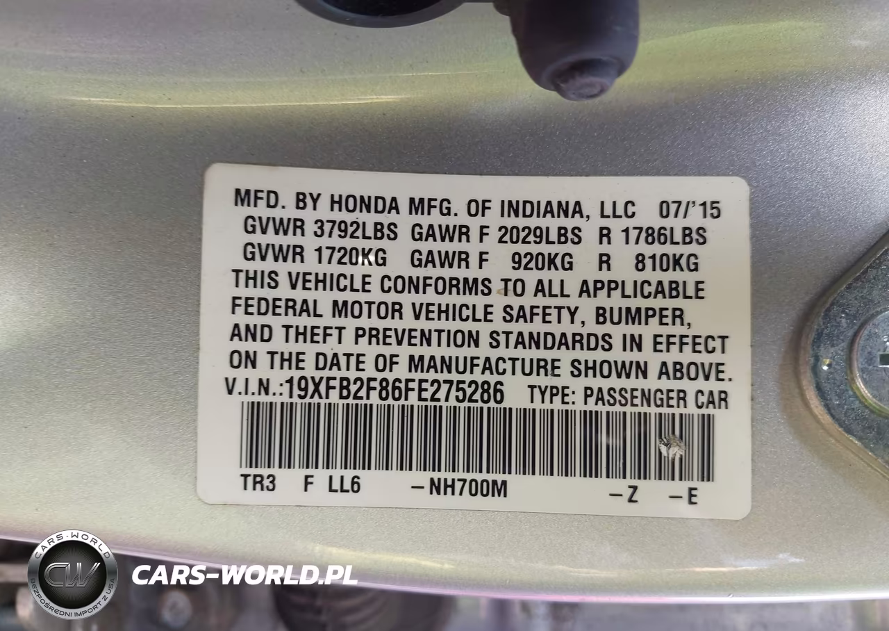 2015 Honda Civic Ex VIN:19XFB2F86FE275286 - 9