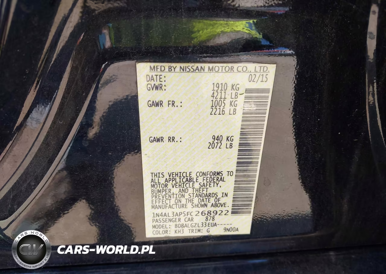 2015 Nissan Altima 2.5-2.5 S-2.5 Sl-2.5 Sv VIN:1N4AL3AP5FC268922 - 9