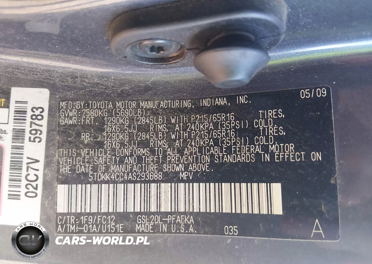 2010 Toyota Sienna Ce-Le VIN:5TDKK4CC4ASZ93688 - 9