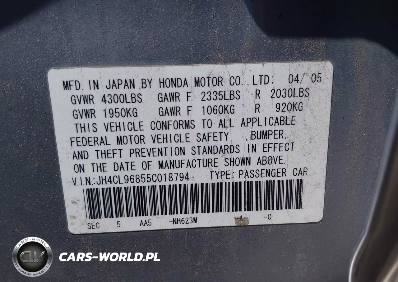 2005 Acura Tsx VIN:JH4CL96855C018794 - 9