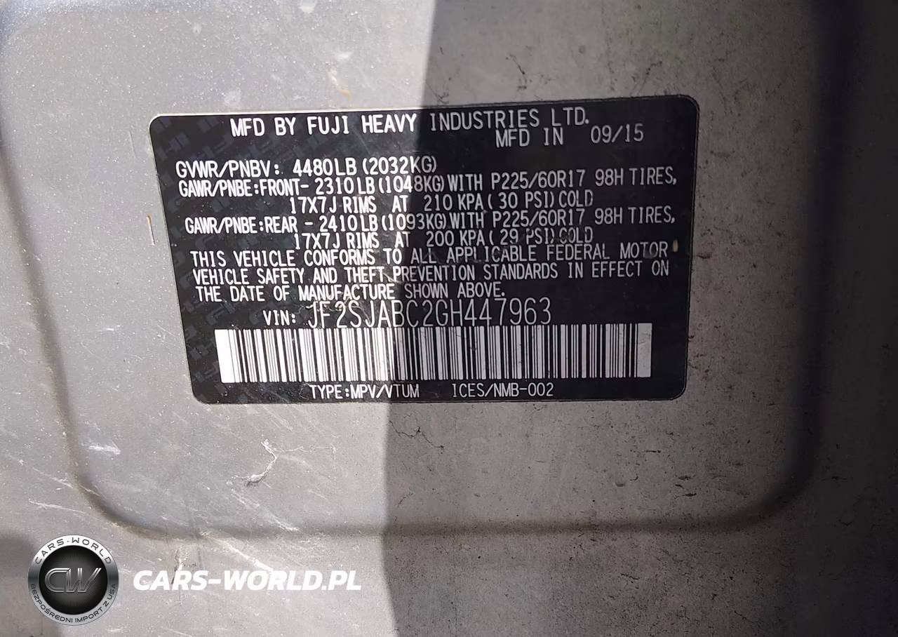 2016 Subaru Forester 2.5I VIN:JF2SJABC2GH447963 - 9
