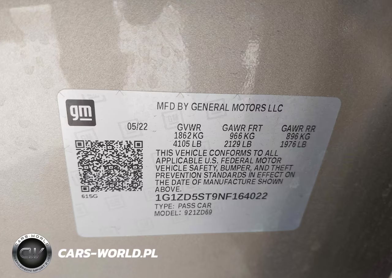 2022 Chevrolet Malibu Fwd Lt VIN:1G1ZD5ST9NF164022 - 9