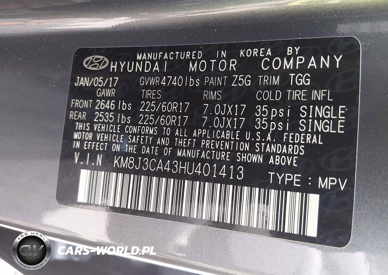 2017 Hyundai Tucson Se VIN:KM8J3CA43HU401413 - 9