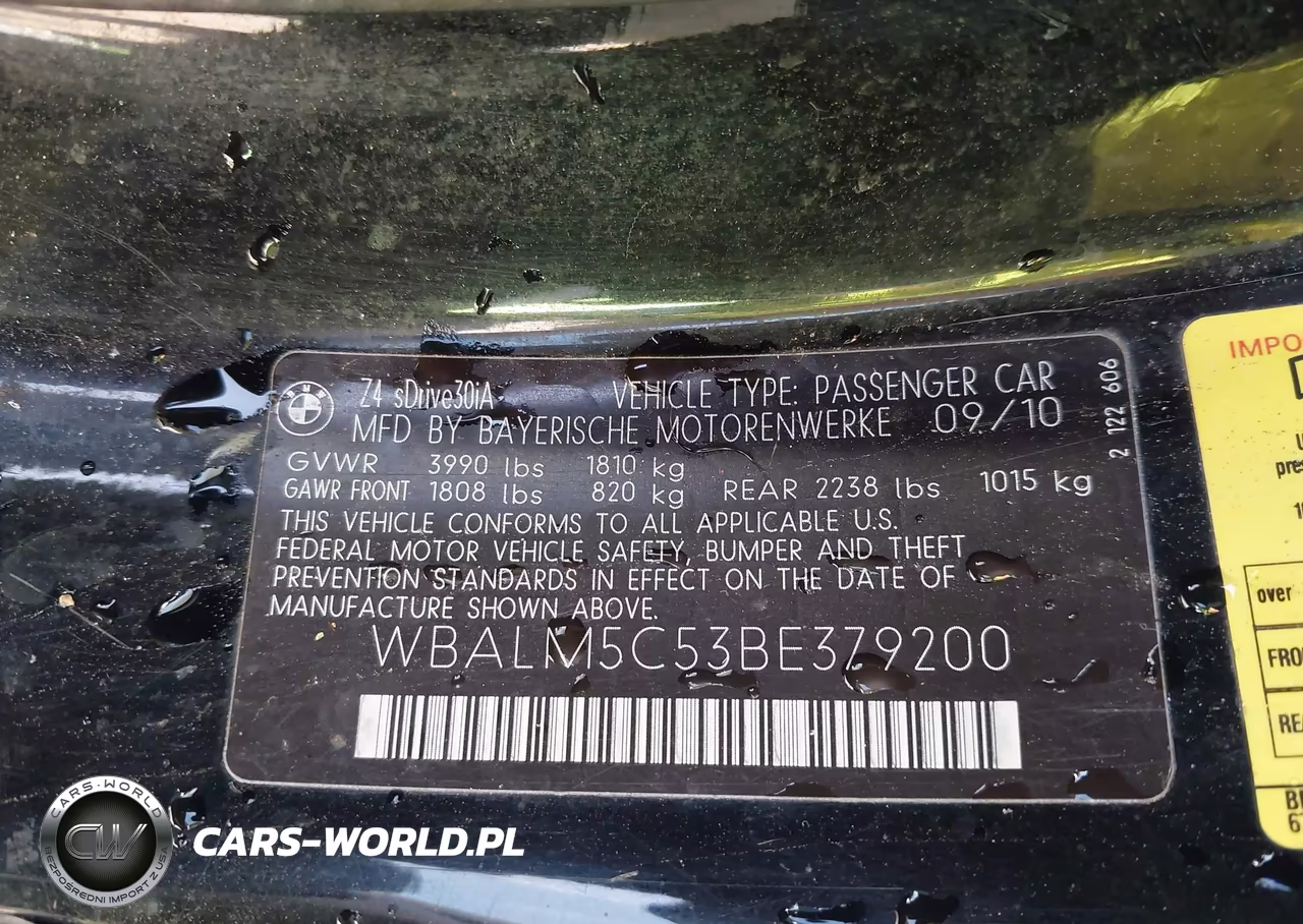 2011 BMW Z4 Sdrive30I VIN:WBALM5C53BE379200 - 9