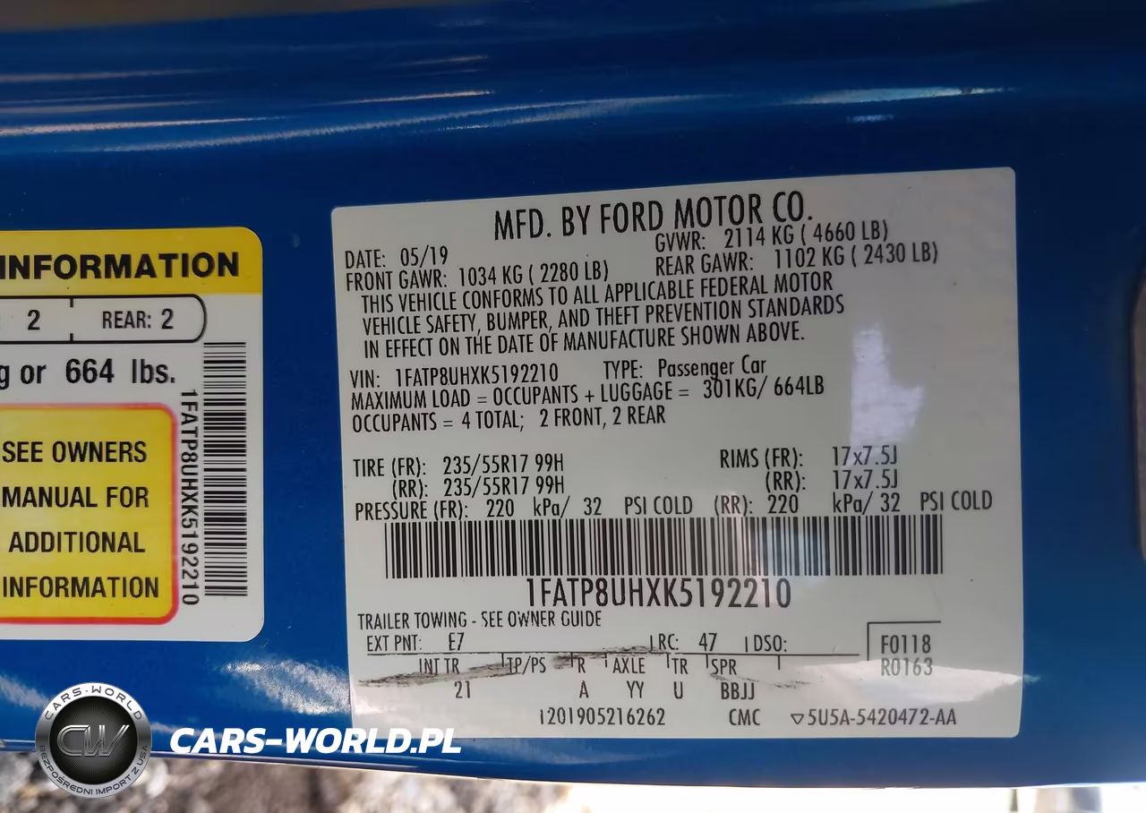 2019 Ford Mustang Ecoboost VIN:1FATP8UHXK5192210 - 9