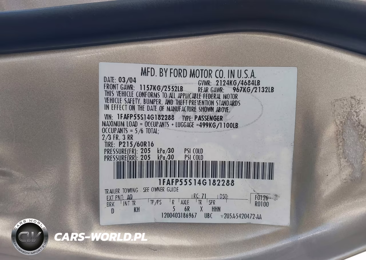 2004 Ford Taurus Ses VIN:1FAFP55S14G182288 - 9