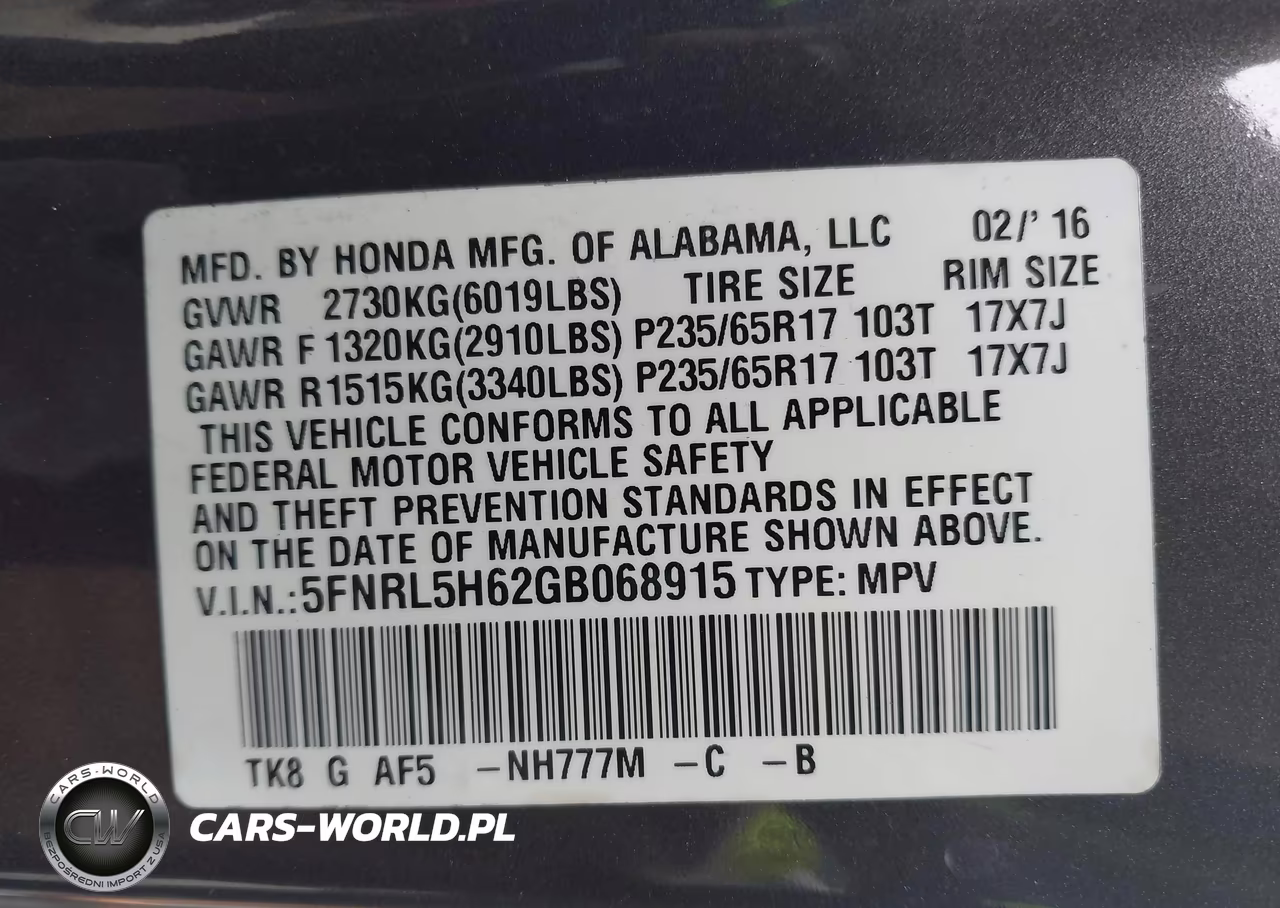 2016 Honda Odyssey Ex-L VIN:5FNRL5H62GB068915 - 9