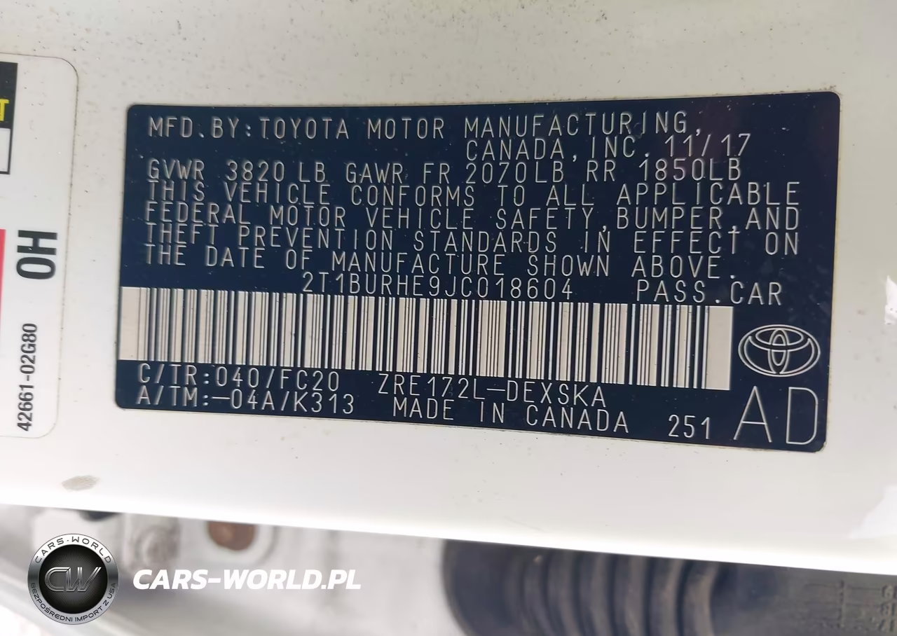 2018 Toyota Corolla Se VIN:2T1BURHE9JC018604 - 9