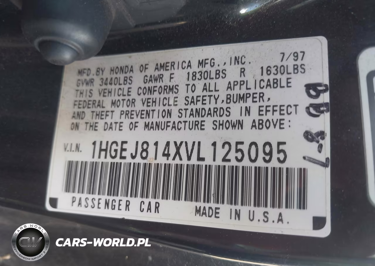 1997 Honda Civic Ex VIN:1HGEJ814XVL125095 - 9