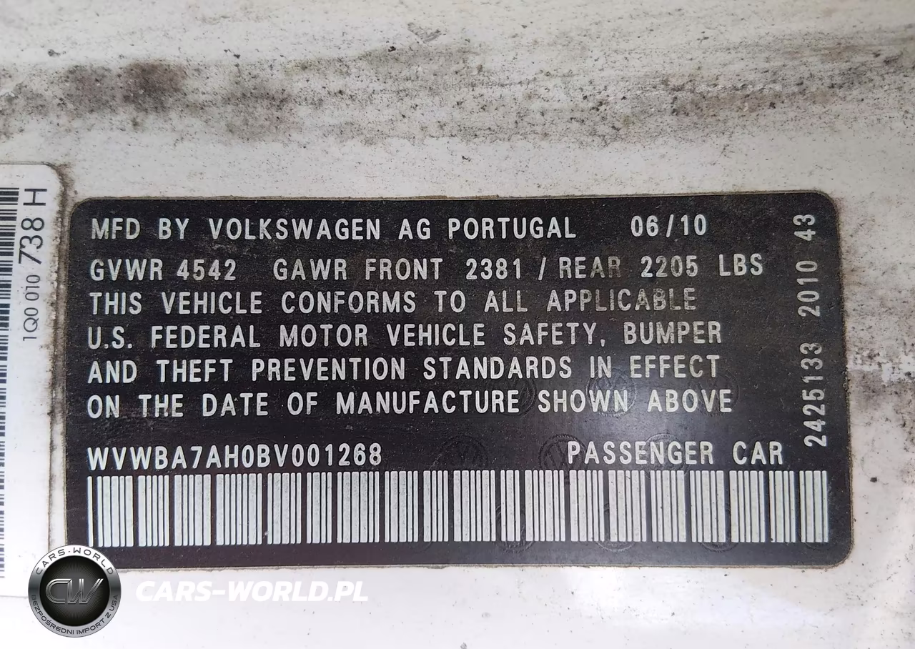 2011 Volkswagen Eos Komfort VIN:WVWBA7AH0BV001268 - 9