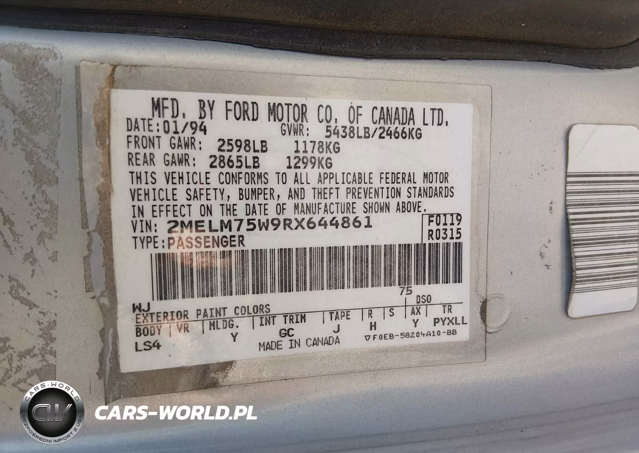 1994 Mercury Grand Marquis Ls VIN:2MELM75W9RX644861 - 9