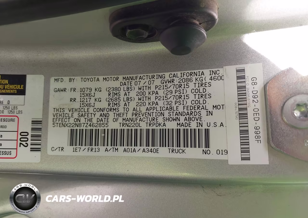 2007 Toyota Tacoma VIN:5TENX22N87Z462855 - 9