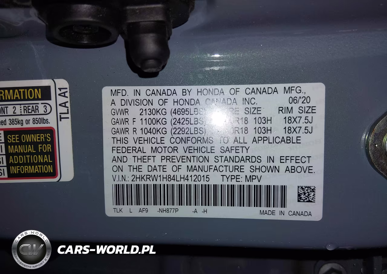 2020 Honda Cr-V 2Wd Ex-L VIN:2HKRW1H84LH412015 - 9