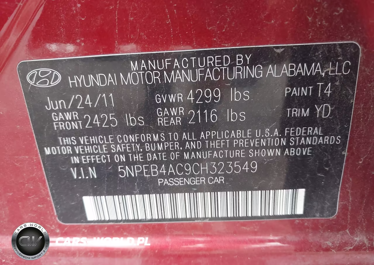 2012 Hyundai Sonata Gls VIN:5NPEB4AC9CH323549 - 9