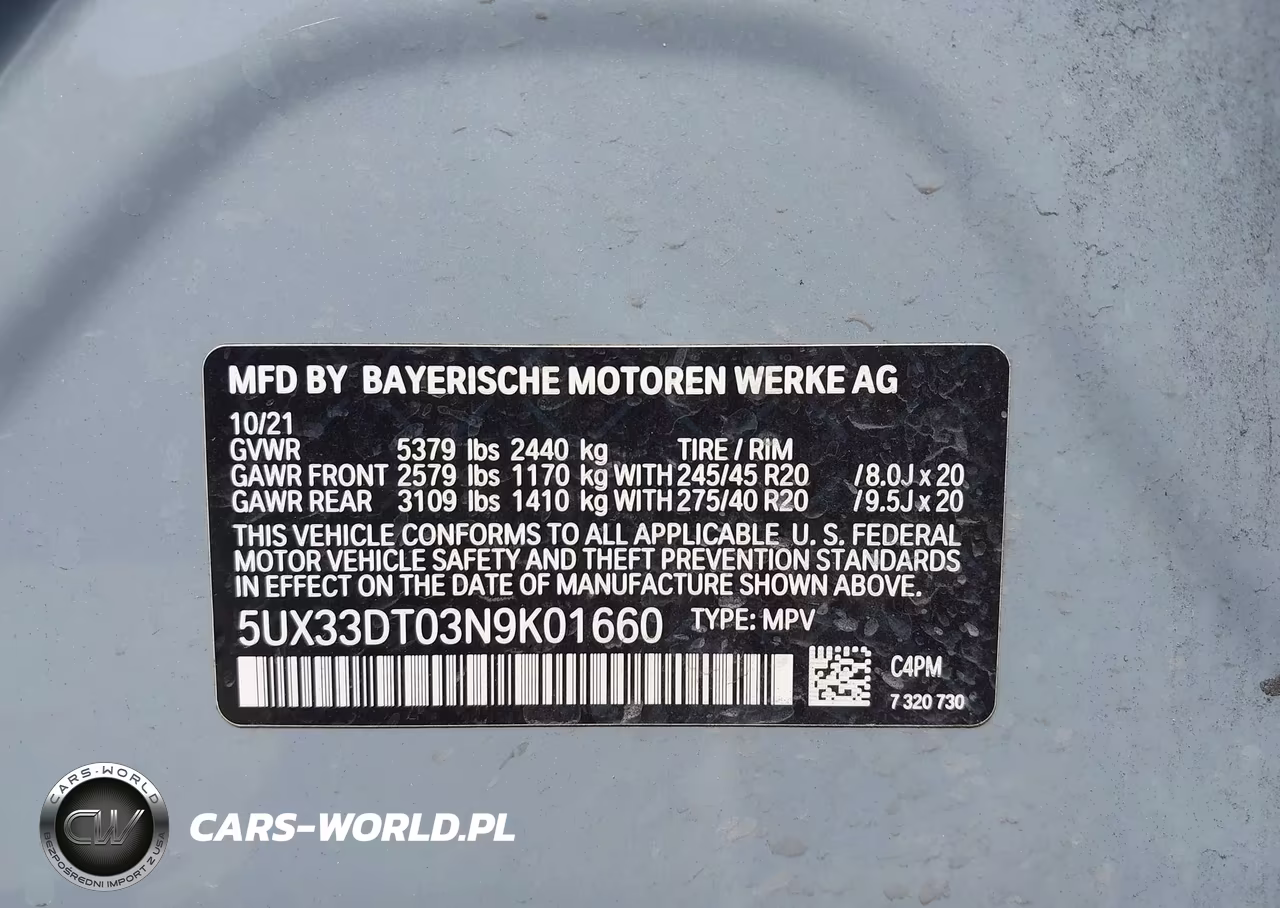 2022 BMW X4 xDrive30I VIN:5UX33DT03N9K01660 - 9
