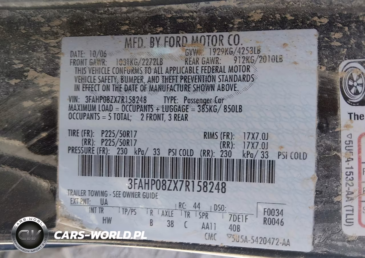 2007 Ford Fusion Sel VIN:3FAHP08ZX7R158248 - 9