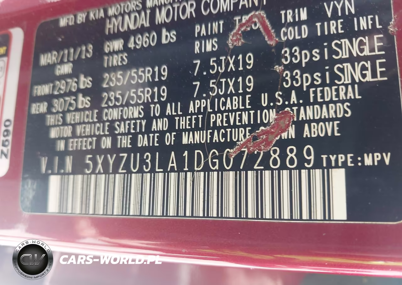 2013 Hyundai Santa Fe Sport 2.0T VIN:5XYZU3LA1DG072889 - 9