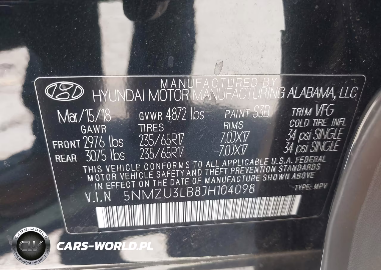 2018 Hyundai Santa Fe Sport 2.4L VIN:5NMZU3LB8JH104098 - 9