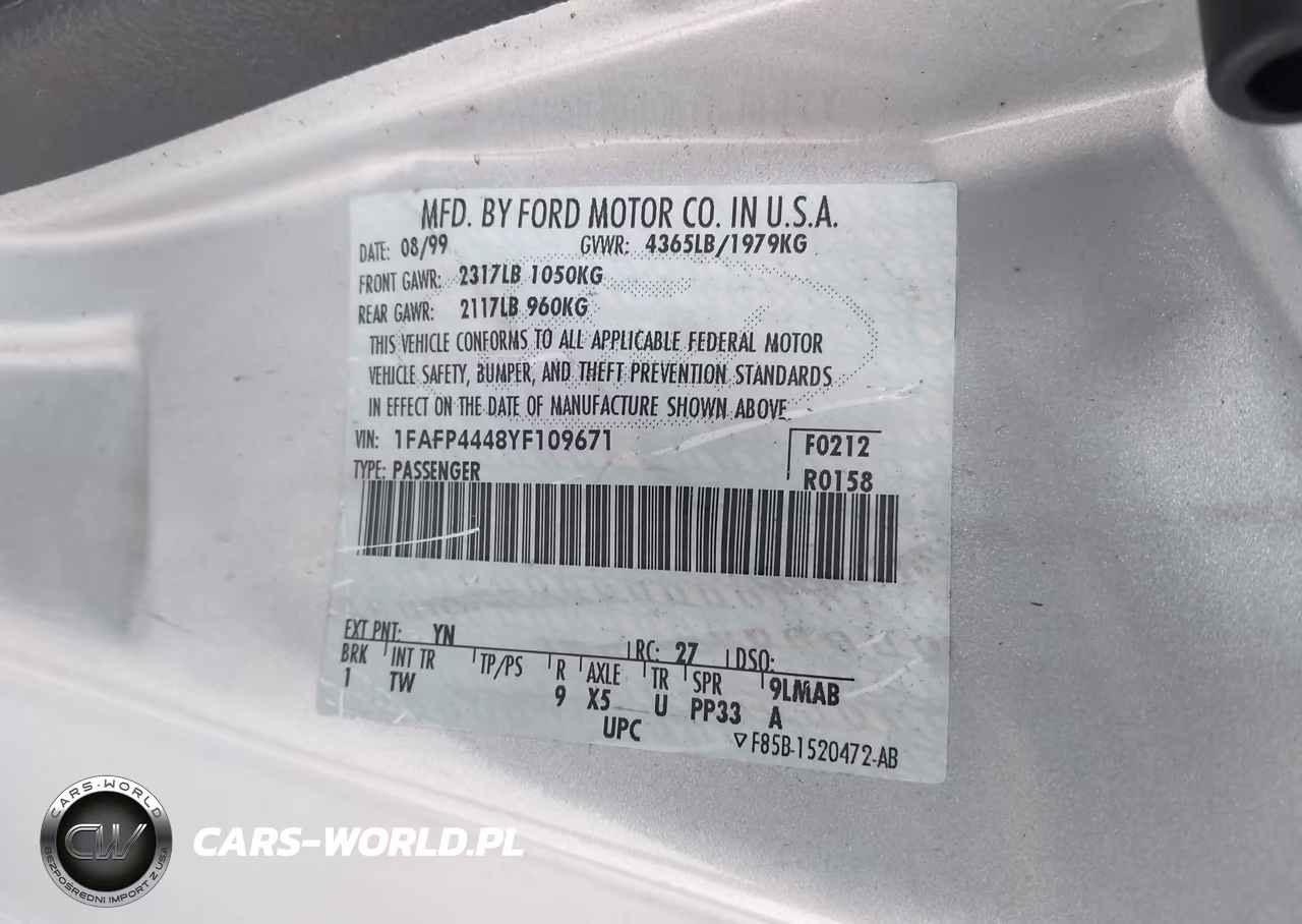 2000 Ford Mustang VIN:1FAFP4448YF109671 - 9