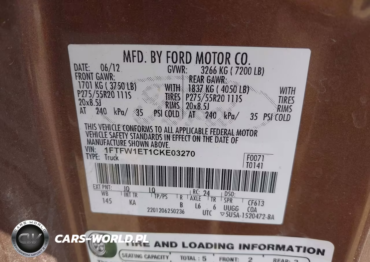 2012 Ford F-150 King Ranch VIN:1FTFW1ET1CKE03270 - 9