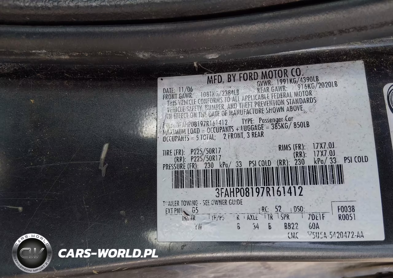 2007 Ford Fusion Sel VIN:3FAHP08197R161412 - 9