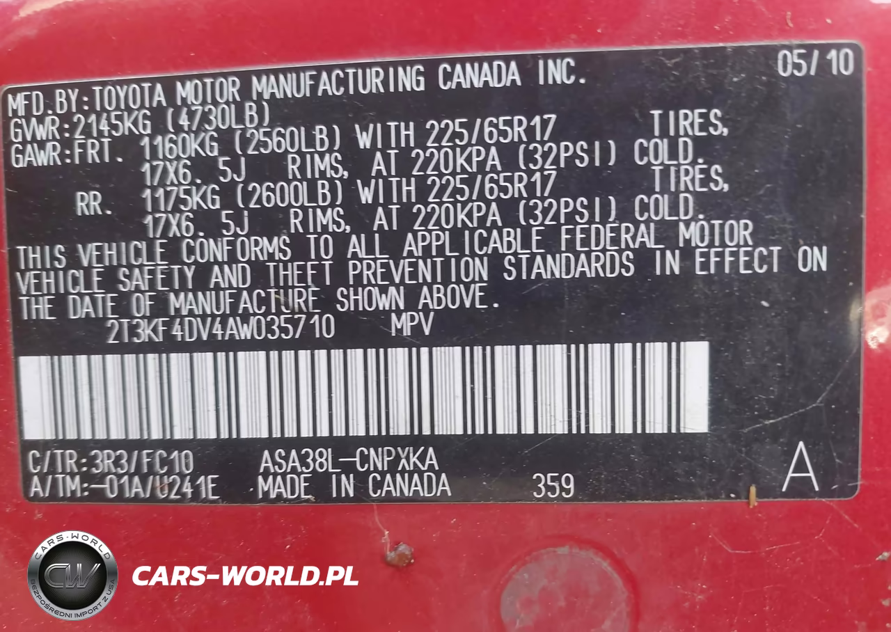 2010 Toyota Rav4 VIN:2T3KF4DV4AW035710 - 9