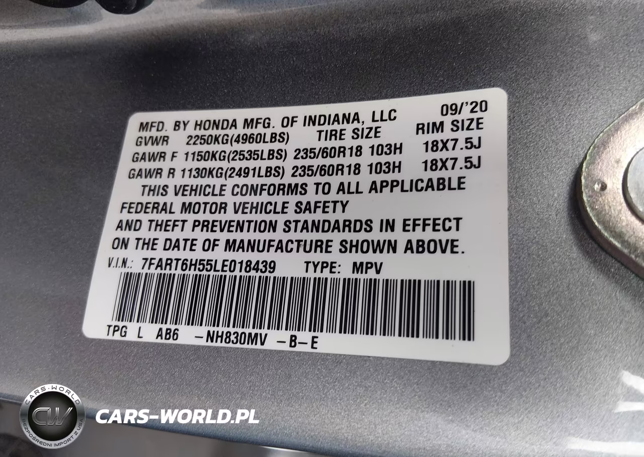 2020 Honda Cr-V Hybrid Ex VIN:7FART6H55LE018439 - 9