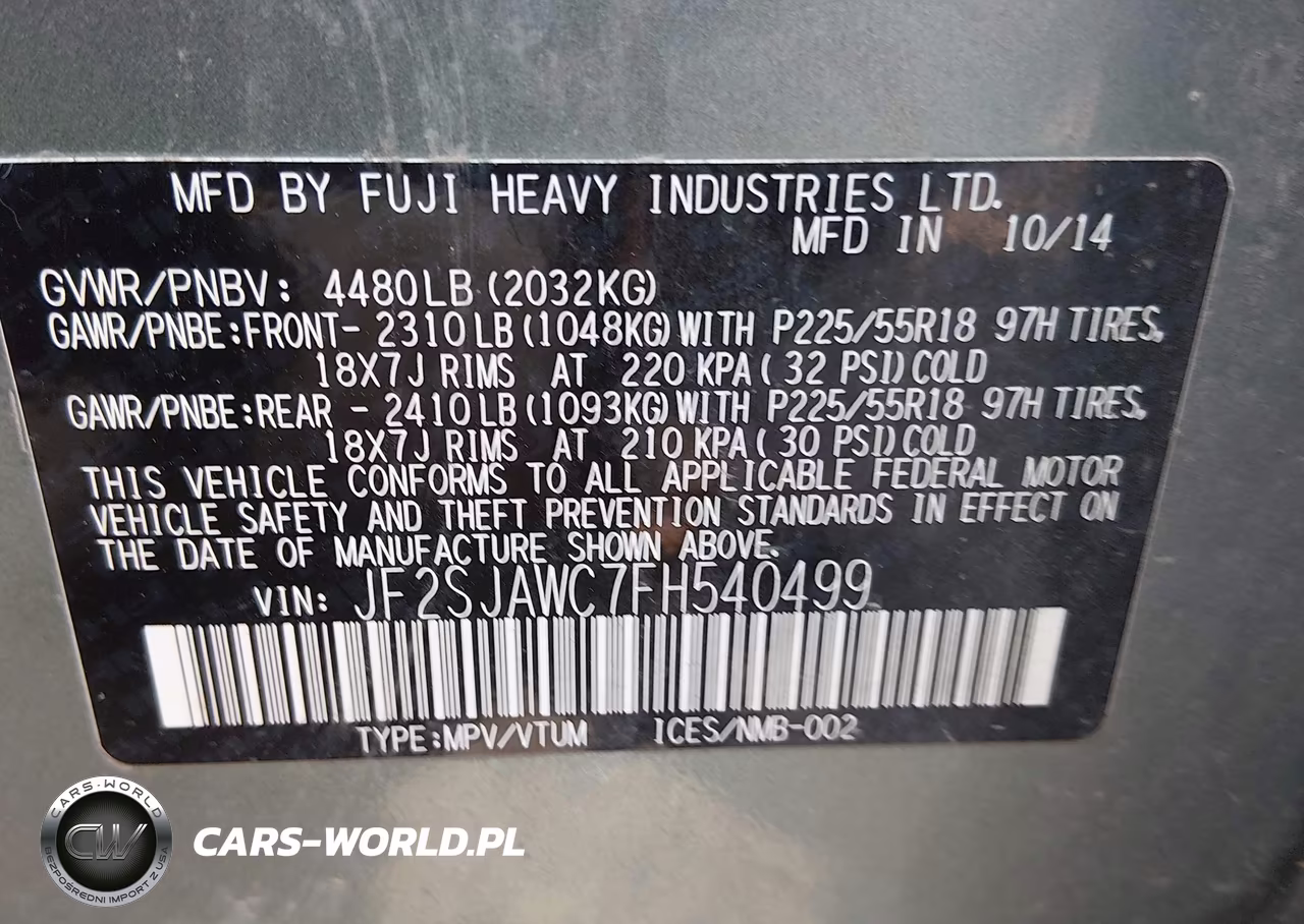 2015 Subaru Forester 2.5I Touring VIN:JF2SJAWC7FH540499 - 9