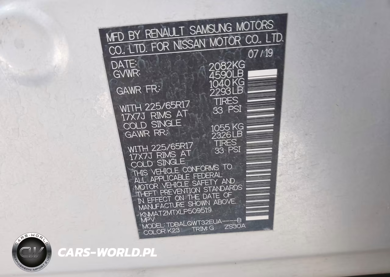 2020 Nissan Rogue Sv Fwd VIN:KNMAT2MTXLP509519 - 9