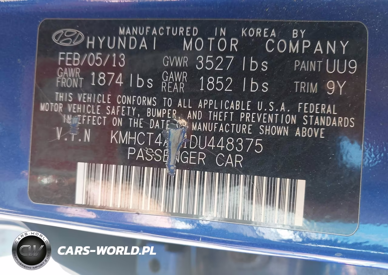 2013 Hyundai Accent Gls VIN:KMHCT4AE1DU448375 - 9