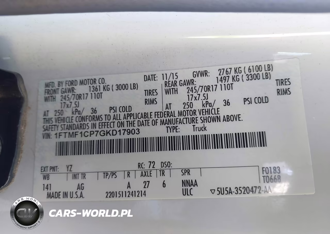 2016 Ford F-150 Xl VIN:1FTMF1CP7GKD17903 - 9
