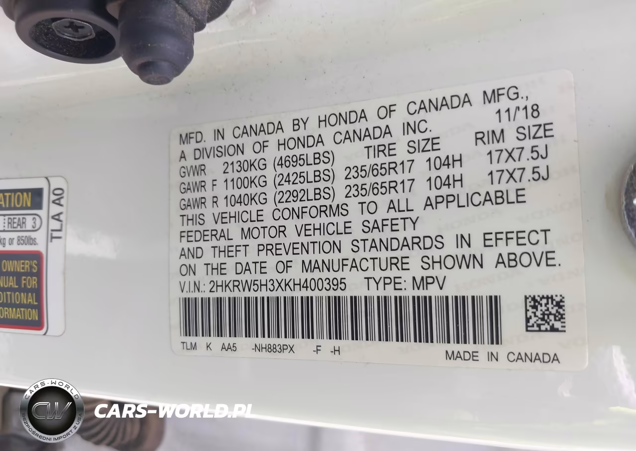 2019 Honda Cr-V Lx VIN:2HKRW5H3XKH400395 - 9