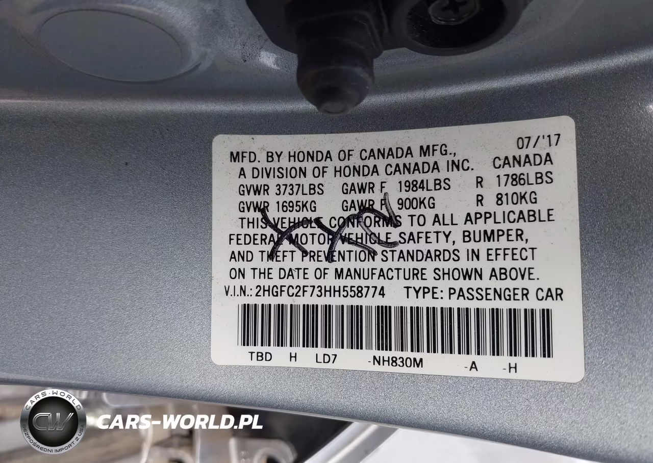 2017 Honda Civic Ex VIN:2HGFC2F73HH558774 - 9