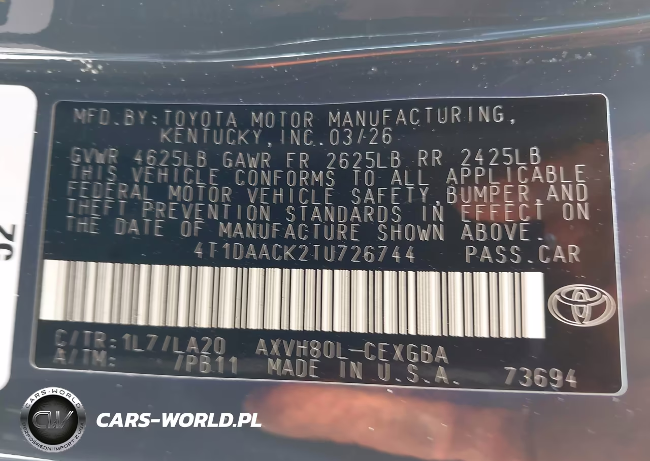 2026 Toyota Camry Xle VIN:4T1DAACK2TU726744 - 9