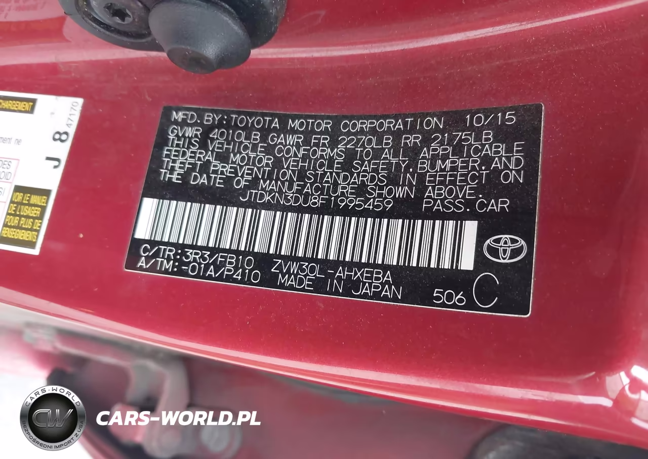 2015 Toyota Prius Two VIN:JTDKN3DU8F1995459 - 9