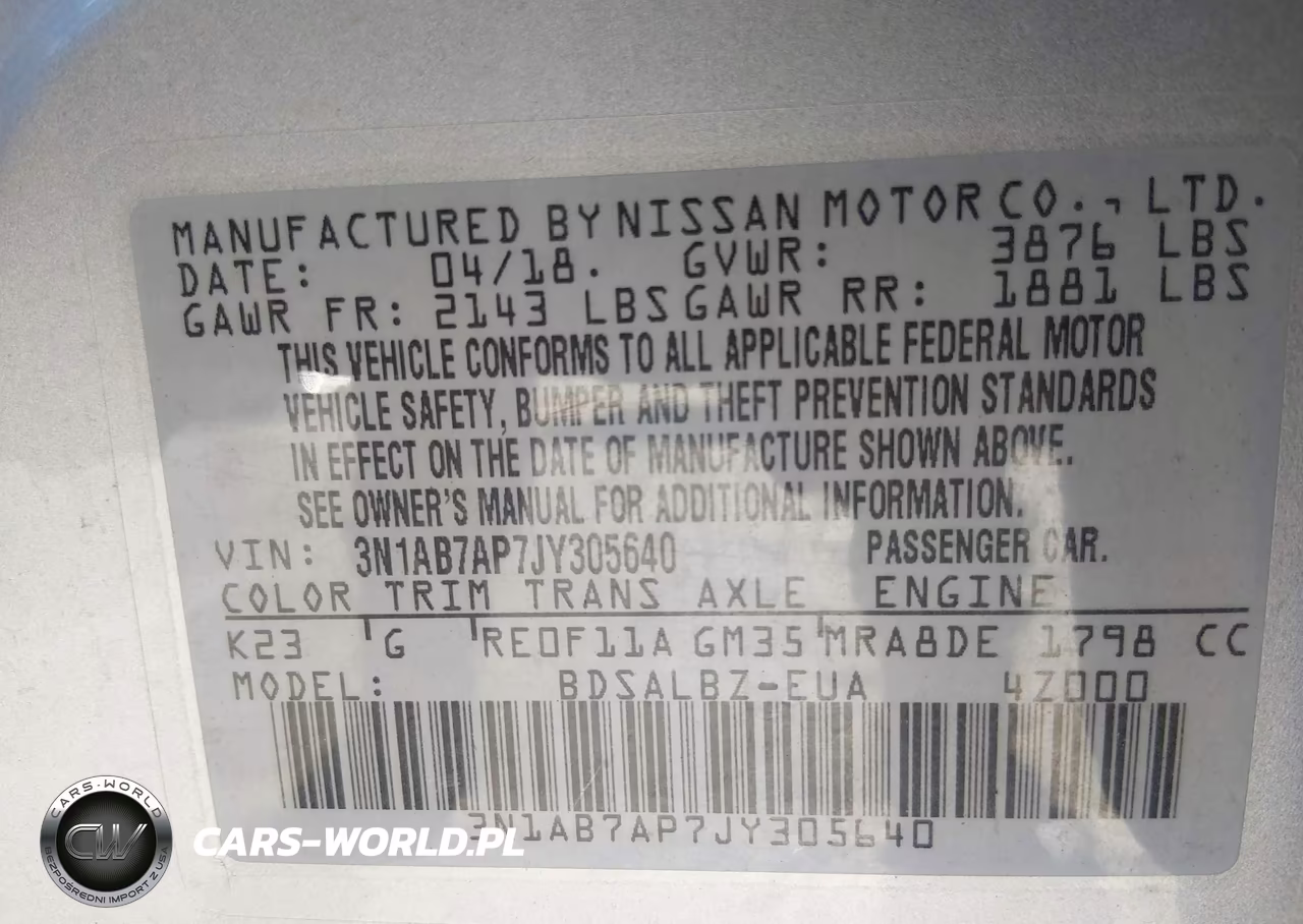2018 Nissan Sentra S VIN:3N1AB7AP7JY305640 - 9