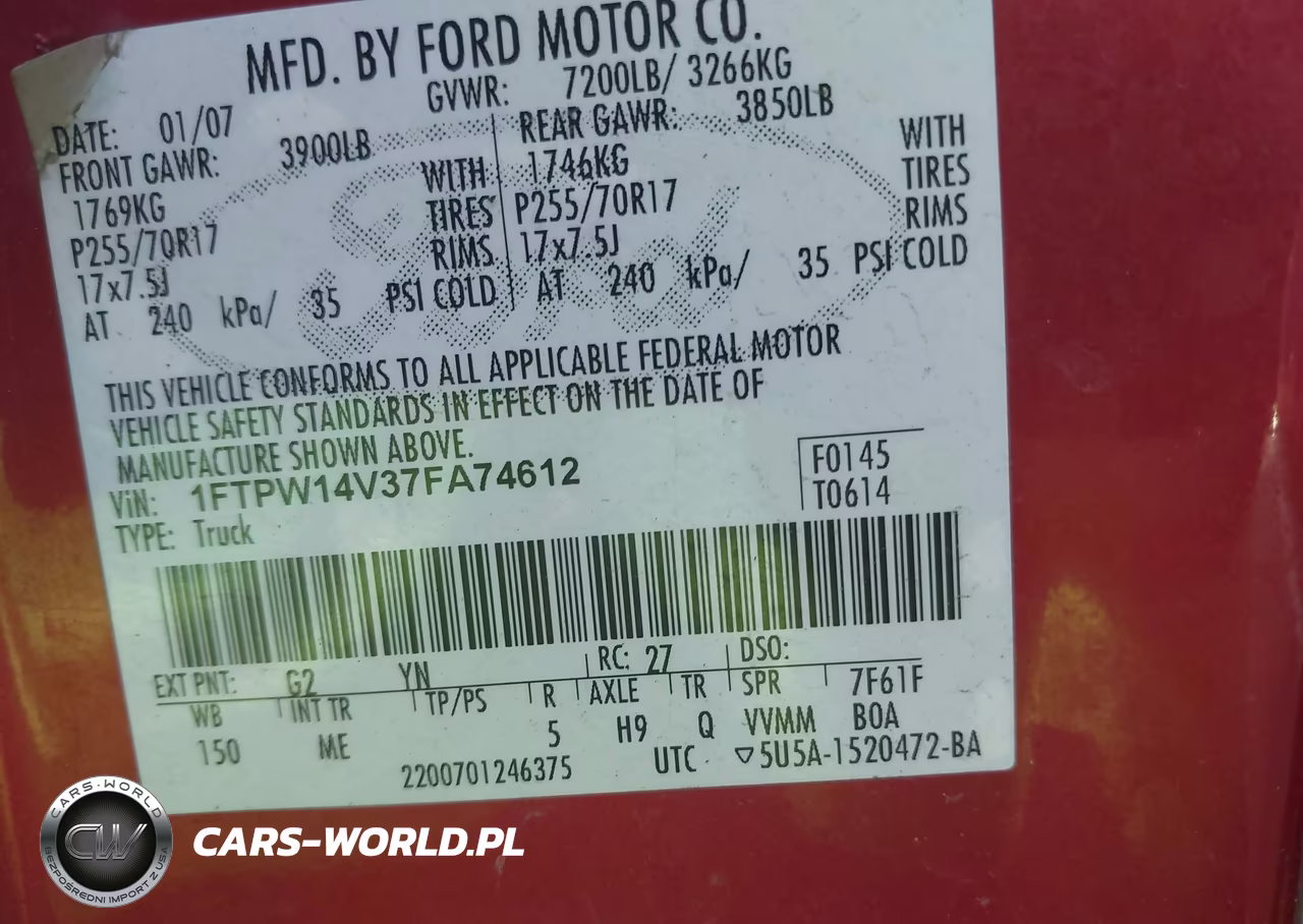 2007 Ford F-150 Fx4-Lariat-Xlt VIN:1FTPW14V37FA74612 - 9
