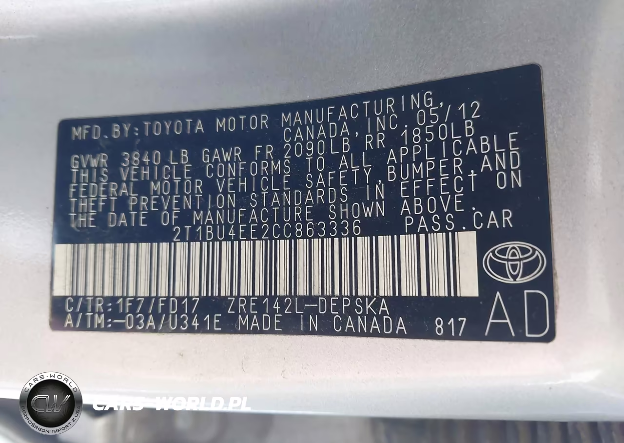 2012 Toyota Corolla S VIN:2T1BU4EE2CC863336 - 9